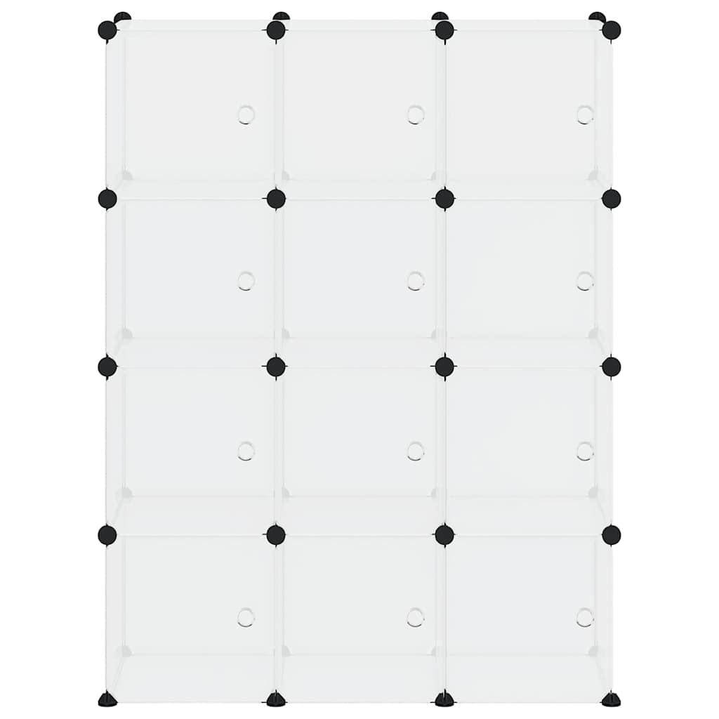 Organizador de cubos de almacenamiento con 12 cubos y puertas, PP transparente