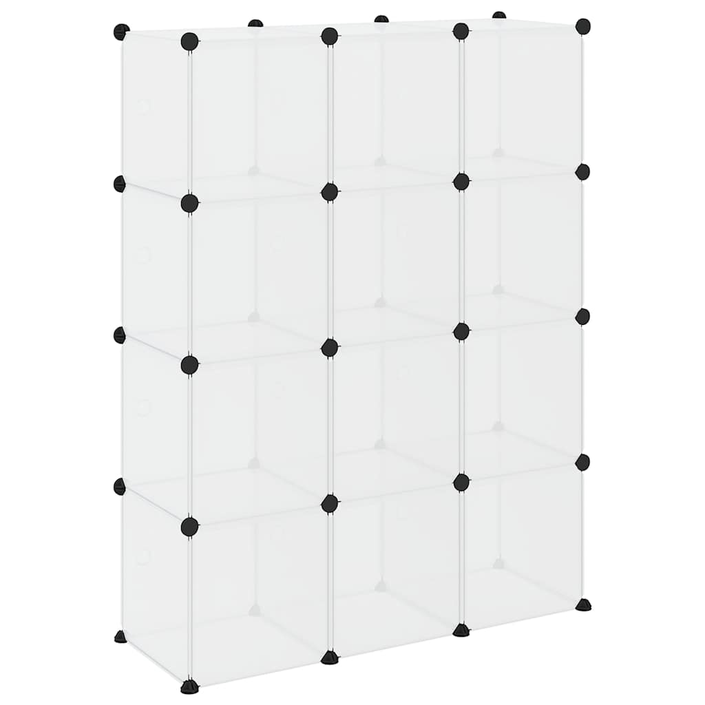 Organizador de cubos de almacenamiento con 12 cubos y puertas, PP transparente