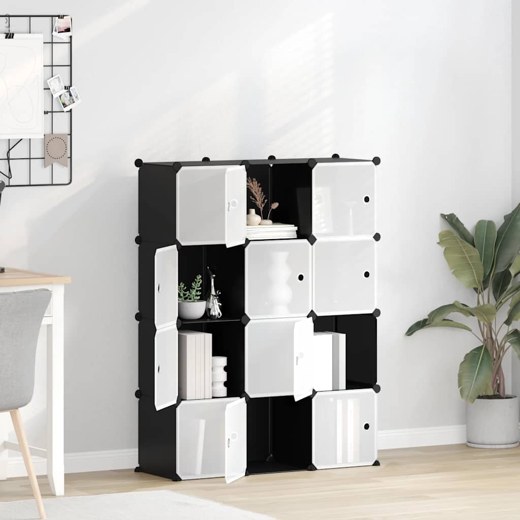 Estante de cubos com 12 compartimentos preto PP