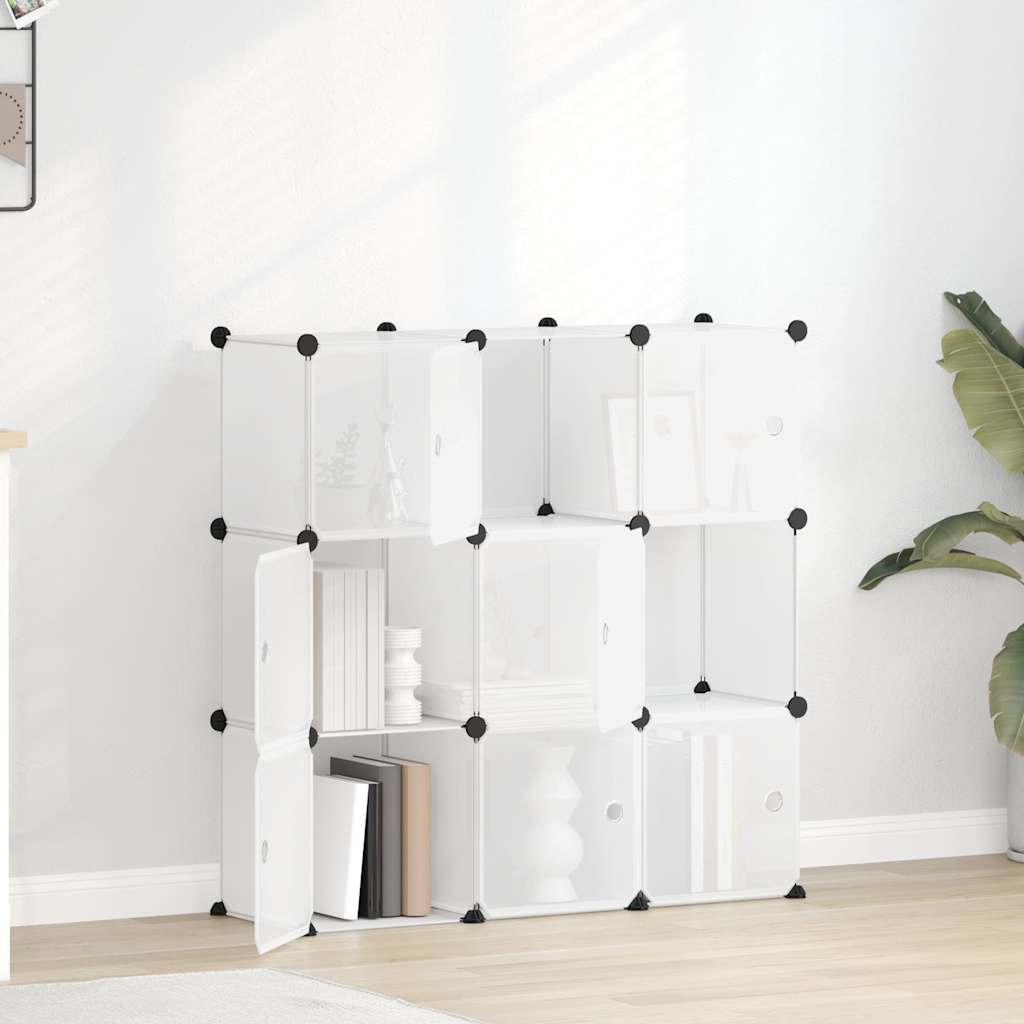 Organizador de armazenamento em cubo com 12 cubos e portas, PP transparente
