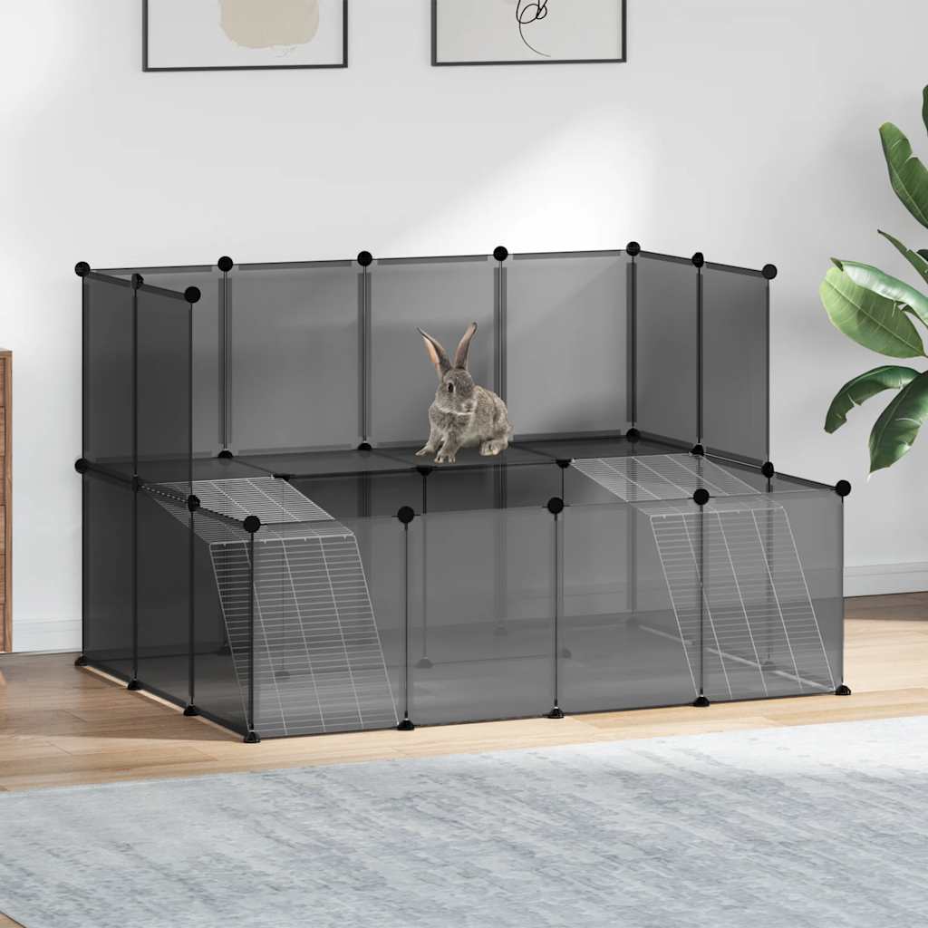 Transparent PP and steel small animal cage 144x74x46.5 cm