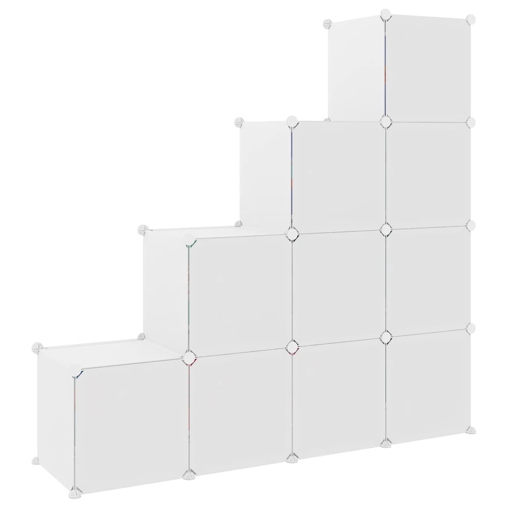Armario de almacenamiento infantil Cube con 10 cubos, PP blanco
