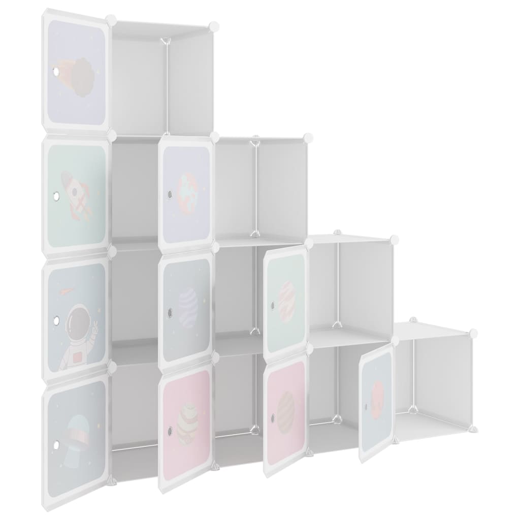 Armario de almacenamiento infantil Cube con 10 cubos, PP blanco