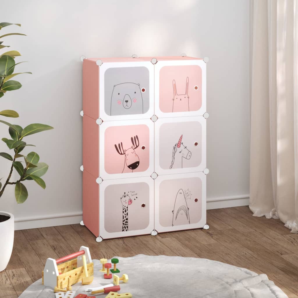 Kids' cube shelf with 15 compartments, white PP