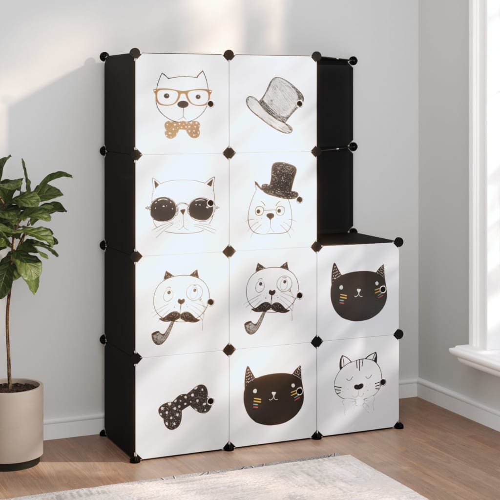 Kids' cube shelf with 15 compartments, white PP