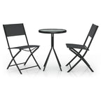 Mesa y sillas de bistró 3 piezas acero negro