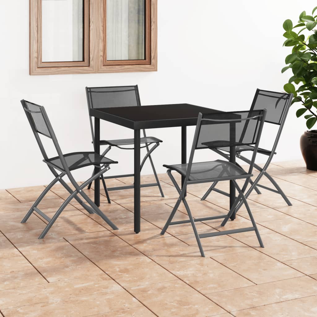 Folding Garden Chairs 2 pcs Steel and Textilene Black