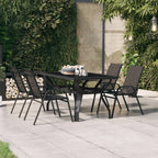 Mesa de jardín acero y vidrio gris y negro 180x80x70 cm
