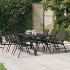 Mesa de jardín acero y vidrio gris y negro 180x80x70 cm