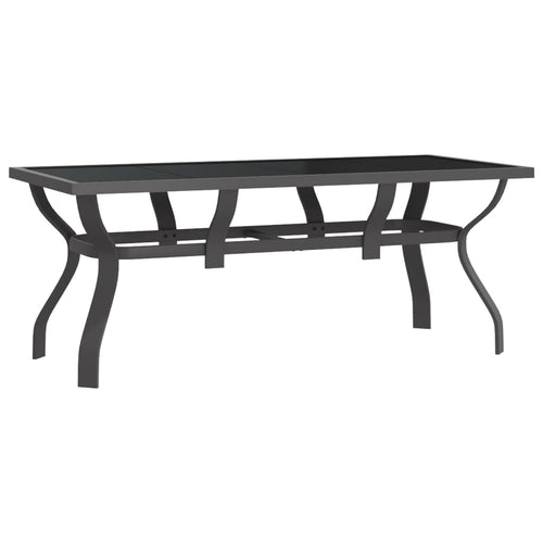 Steel and glass garden table gray and black 180x80x70 cm