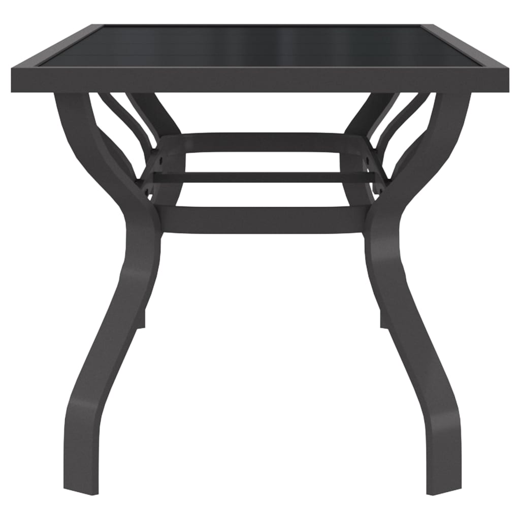 Mesa de jardín acero y vidrio gris y negro 180x80x70 cm