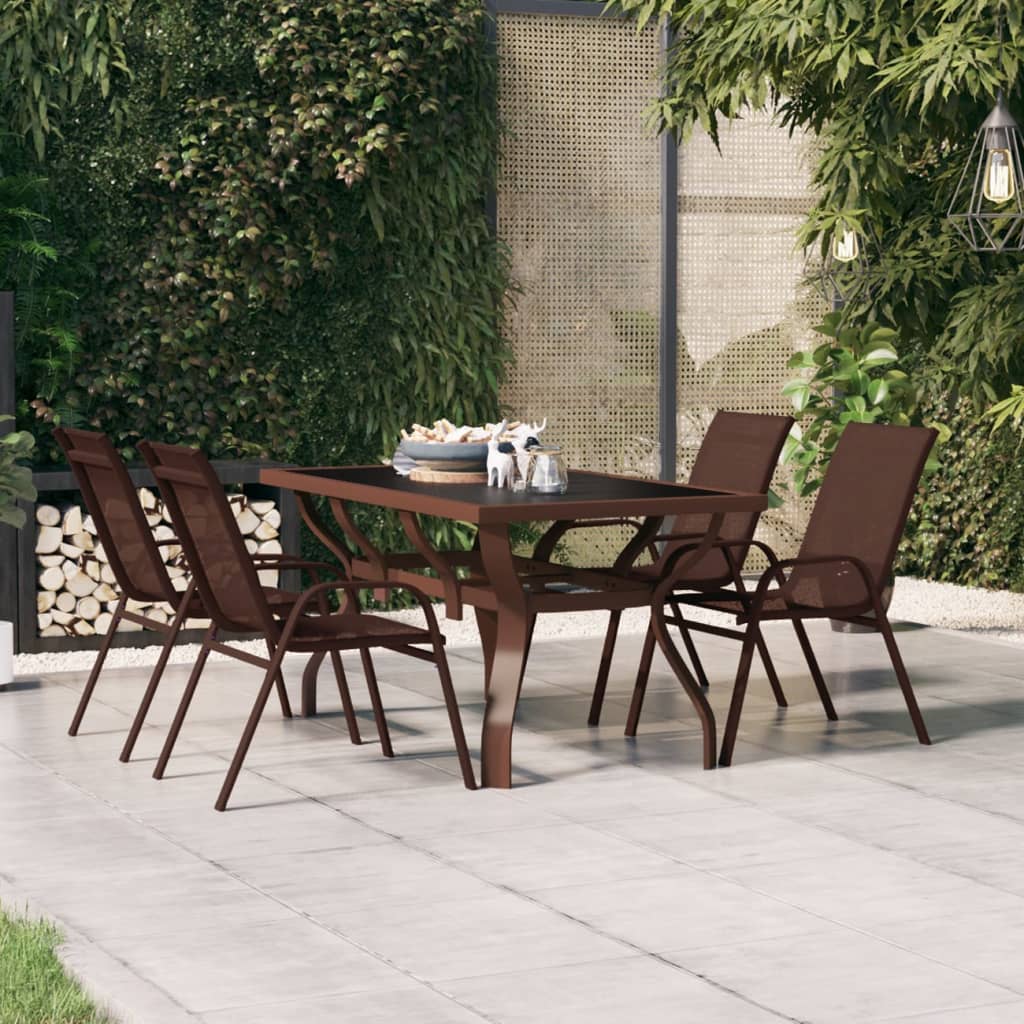 Mesa de jardín acero y vidrio gris y negro 180x80x70 cm