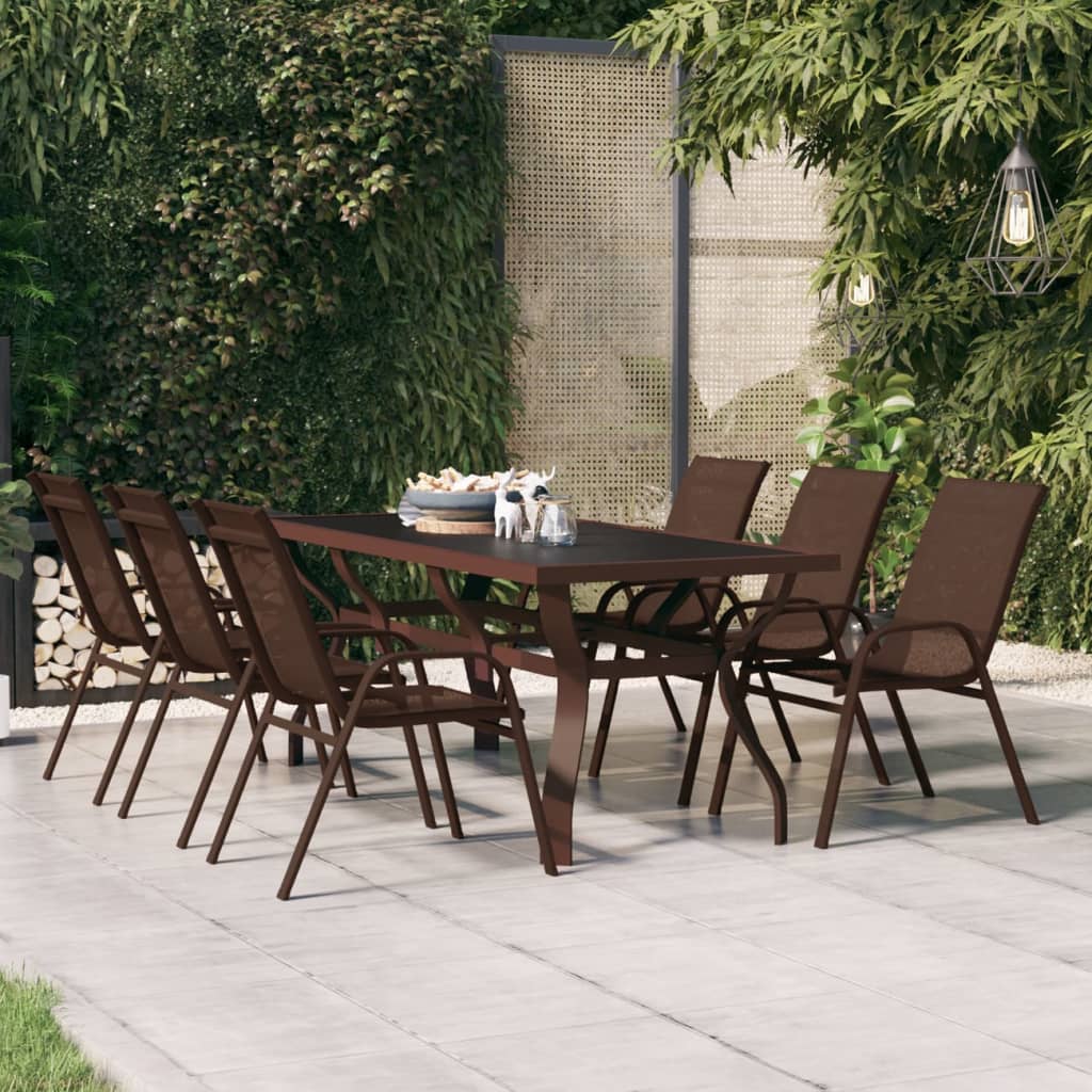 Mesa de jardín acero y vidrio gris y negro 180x80x70 cm