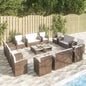 Conjunto de Mobiliário de Jardim 3 Peças e Almofadas de Rattan Sintético Cinzento