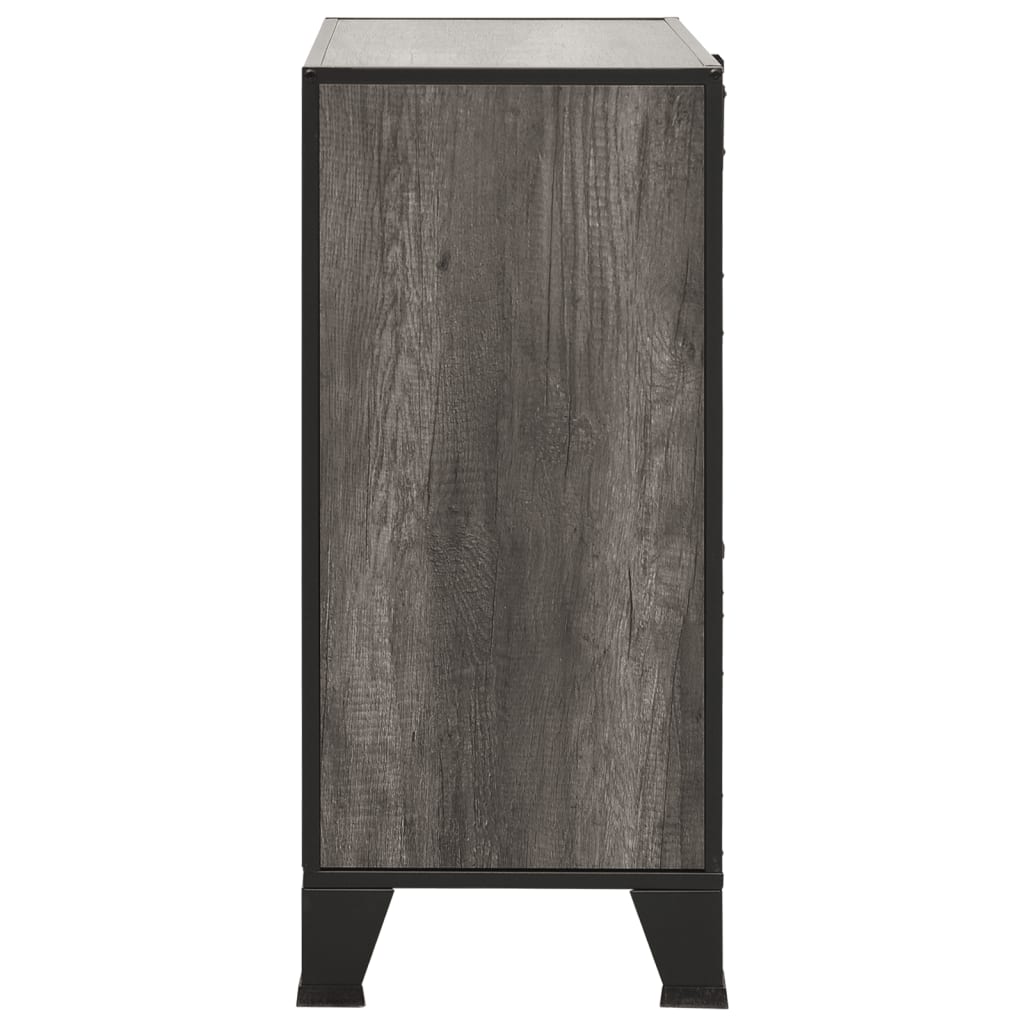 Armarios de almacenaje 2 uds metal y MDF gris
