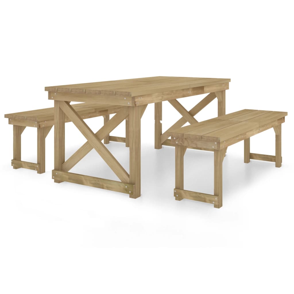 Set de comedor para jardín 3 pzas madera maciza pino impregnada