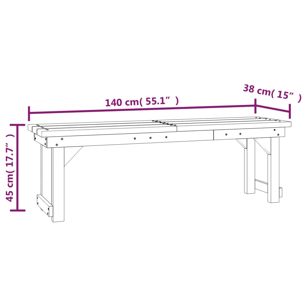 Set de comedor para jardín 3 pzas madera maciza pino impregnada