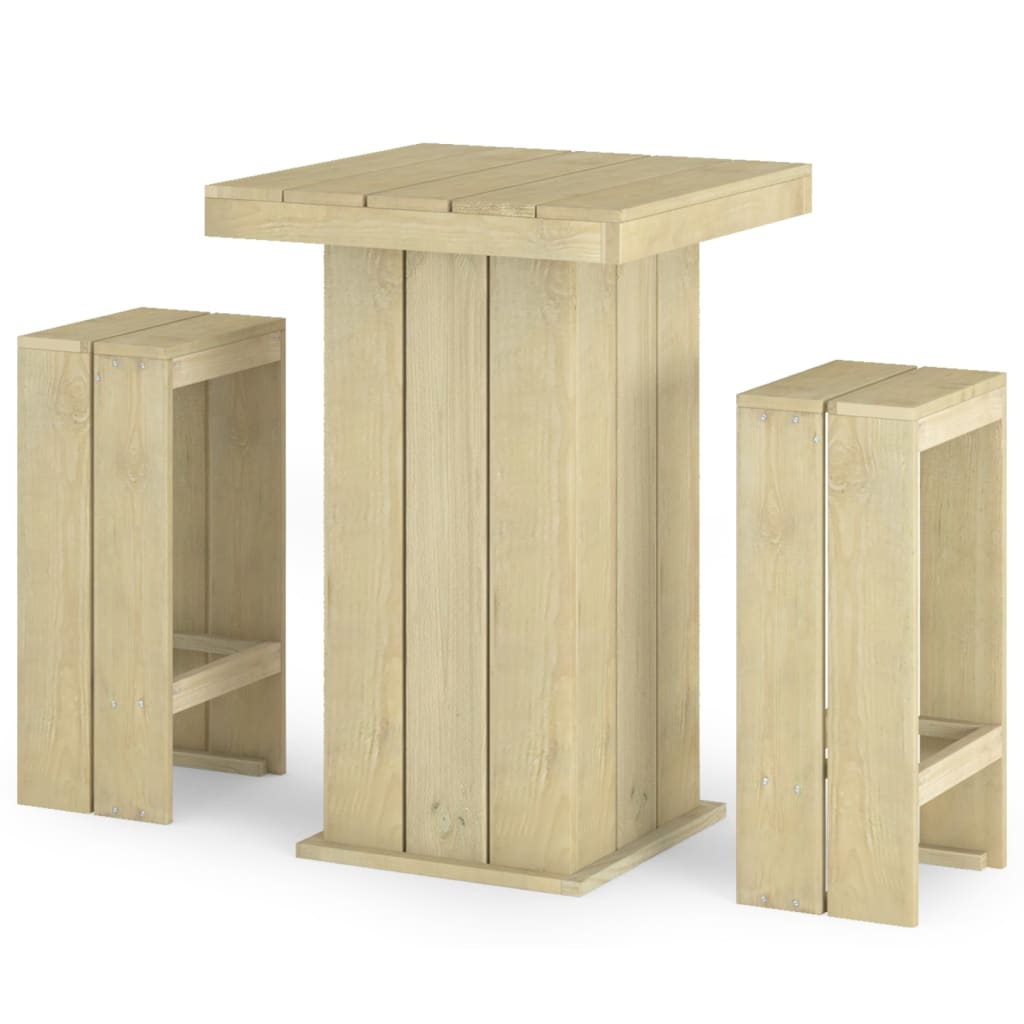 Juego de bar de jardín 3 piezas madera de pino impregnada