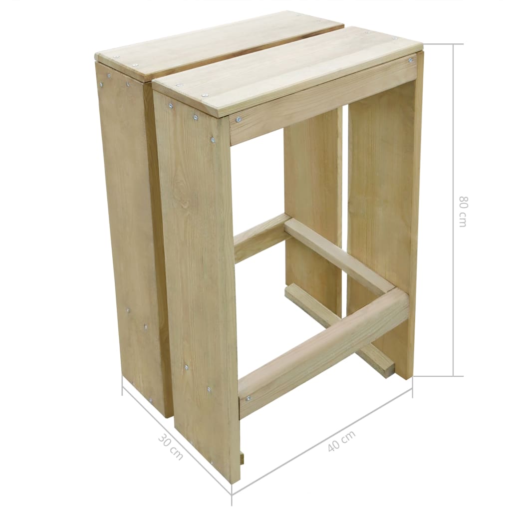 Juego de bar de jardín 3 piezas madera de pino impregnada