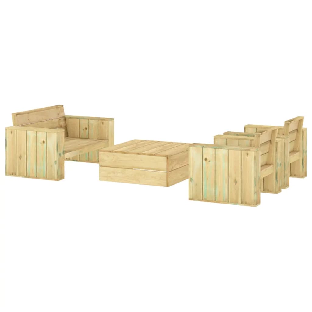Set de muebles de jardín 4 pzas madera maciza pino impregnada