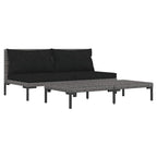 Muebles jardín 3 pzas ratán sintético semicircular gris oscuro