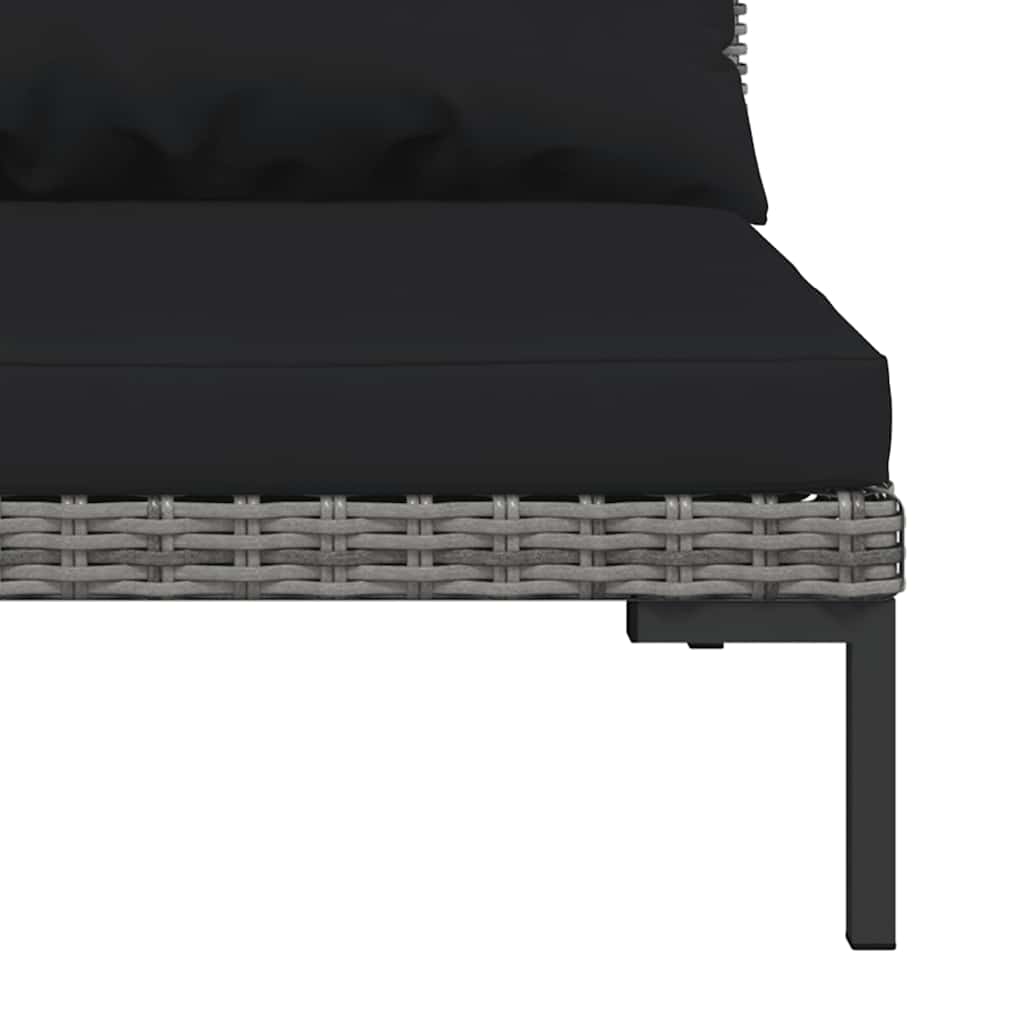 Muebles jardín 3 pzas ratán sintético semicircular gris oscuro