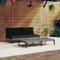 Muebles jardín 3 pzas ratán sintético semicircular gris oscuro