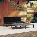 Muebles jardín 3 pzas ratán sintético semicircular gris oscuro