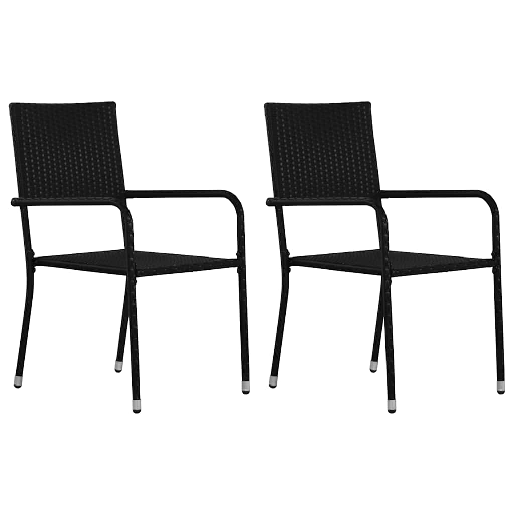 2-piece stackable gray synthetic rattan garden dining chairs