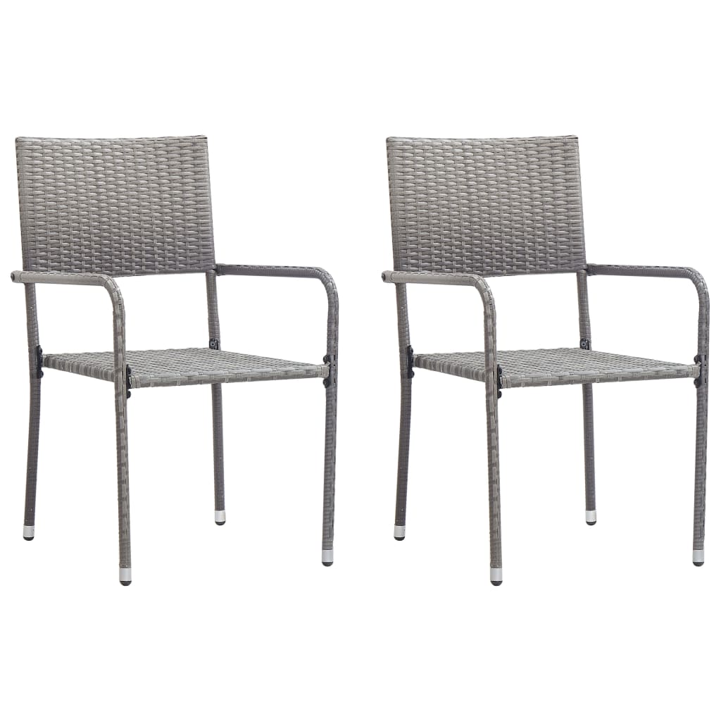 Sillas comedor de jardín apilables 2 uds ratán sintético gris