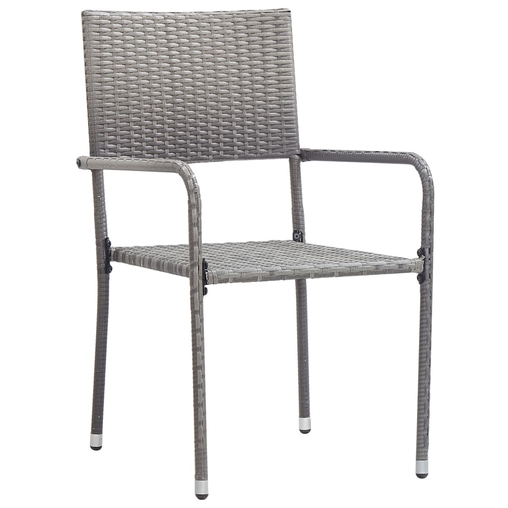 Sillas comedor de jardín apilables 2 uds ratán sintético gris