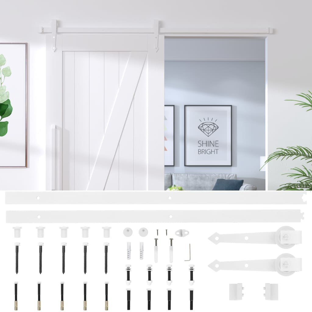 200 cm white steel sliding door hardware kit
