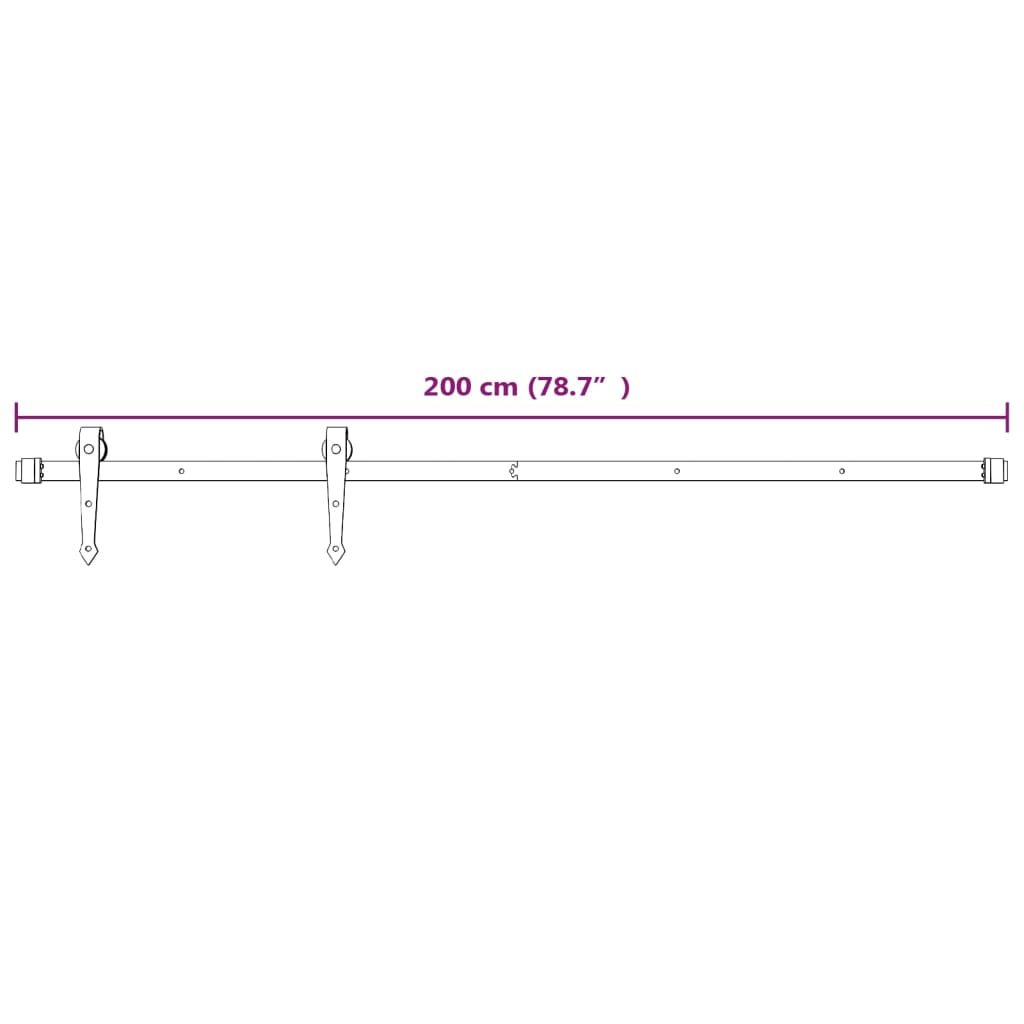 200 cm white steel sliding door hardware kit