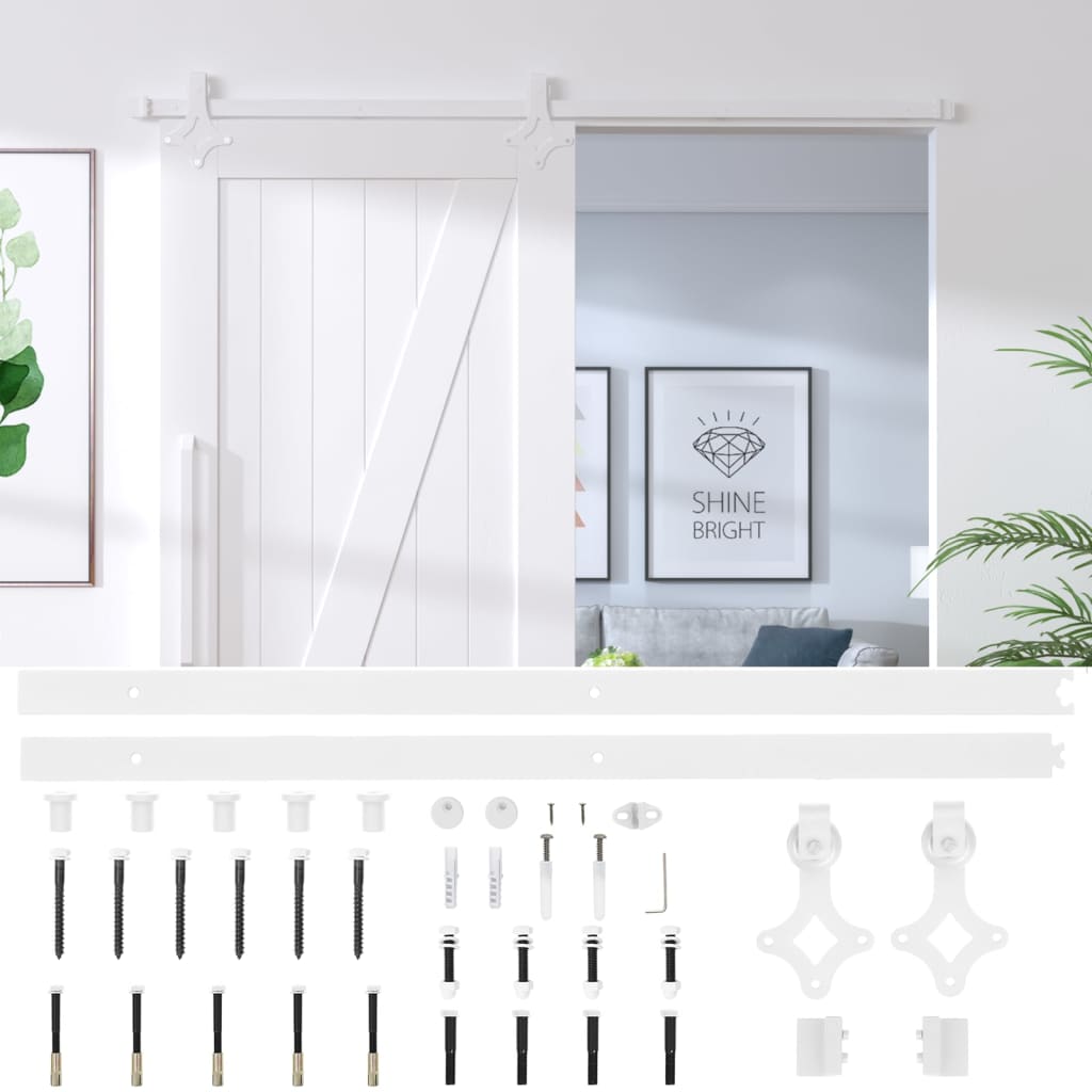 183 cm white steel sliding door hardware kit