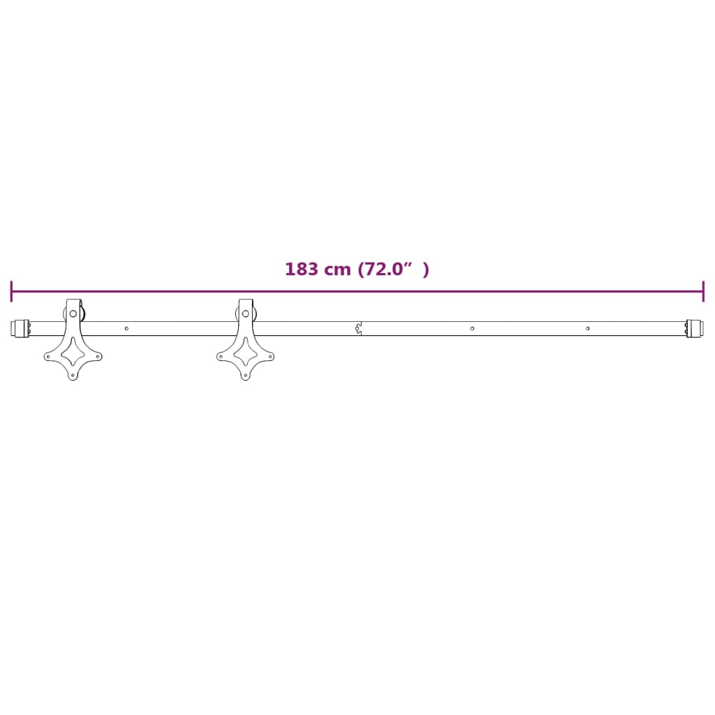 183 cm white steel sliding door hardware kit