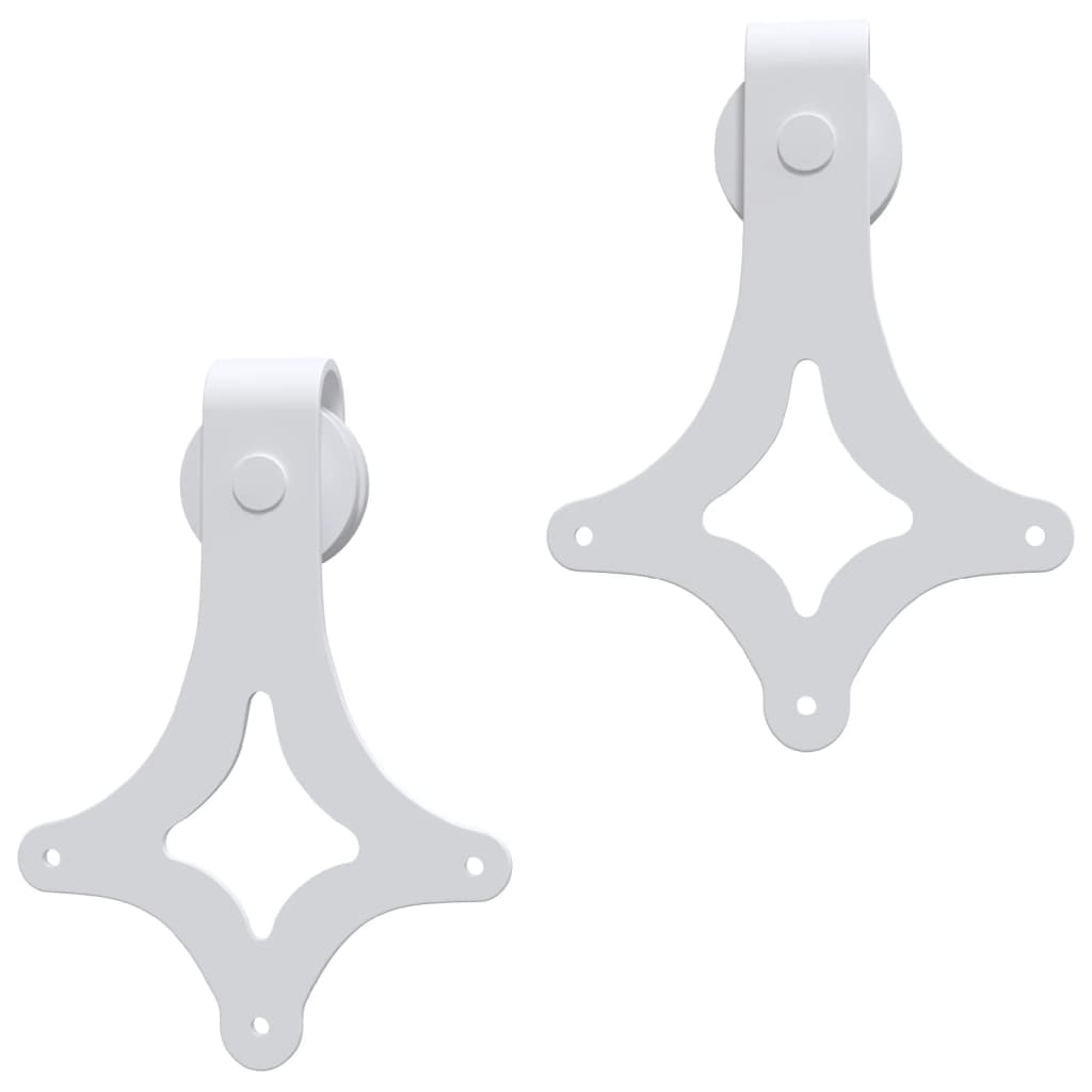 200 cm White Steel Sliding Door Hardware Kit