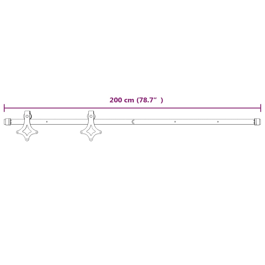 200 cm White Steel Sliding Door Hardware Kit