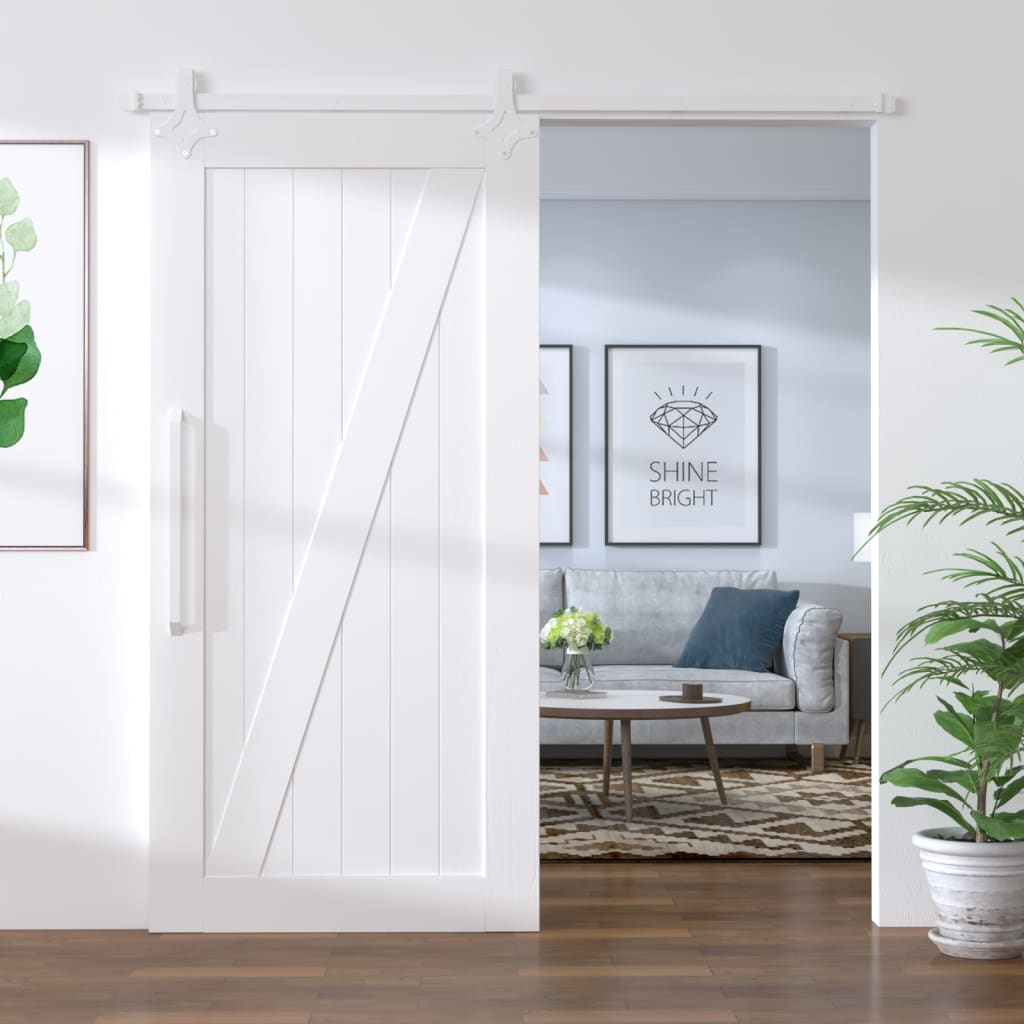 200 cm White Steel Sliding Door Hardware Kit