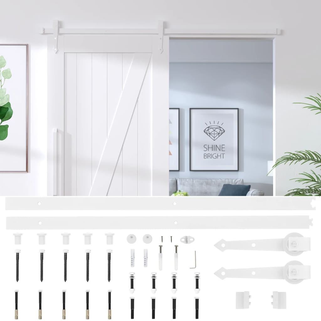 183 cm White Steel Sliding Door Hardware Kit