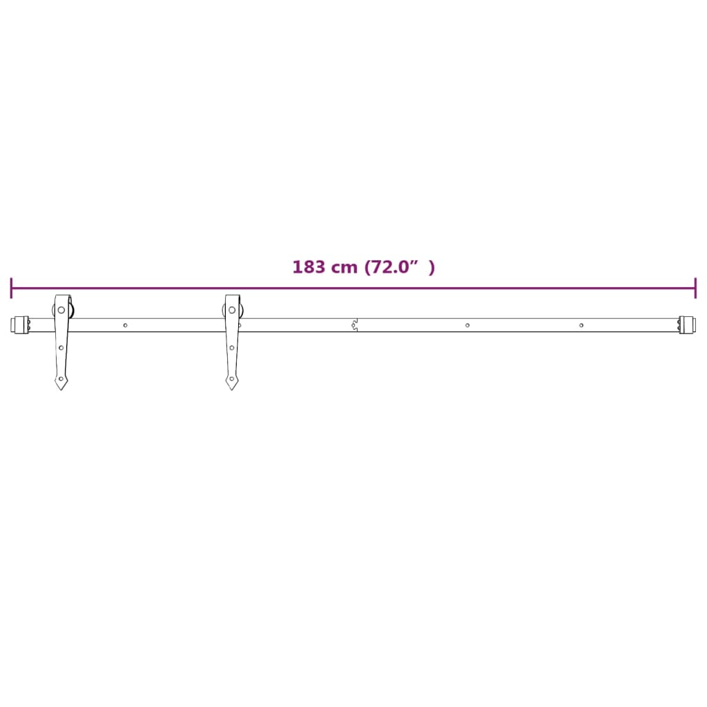 183 cm White Steel Sliding Door Hardware Kit