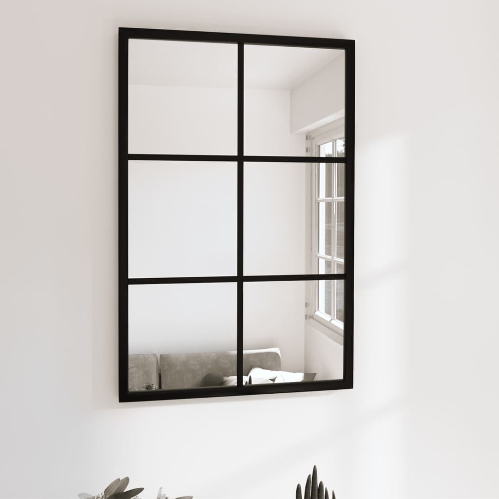 Espejo de pared metal negro 100x40 cm