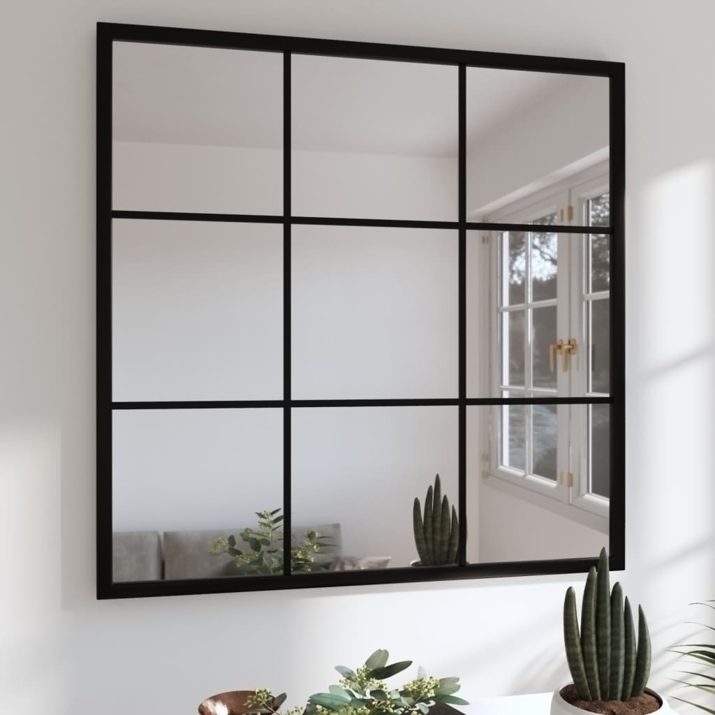 Espejo de pared metal negro 100x40 cm