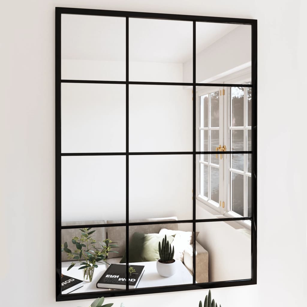 Espejo de pared metal negro 100x40 cm