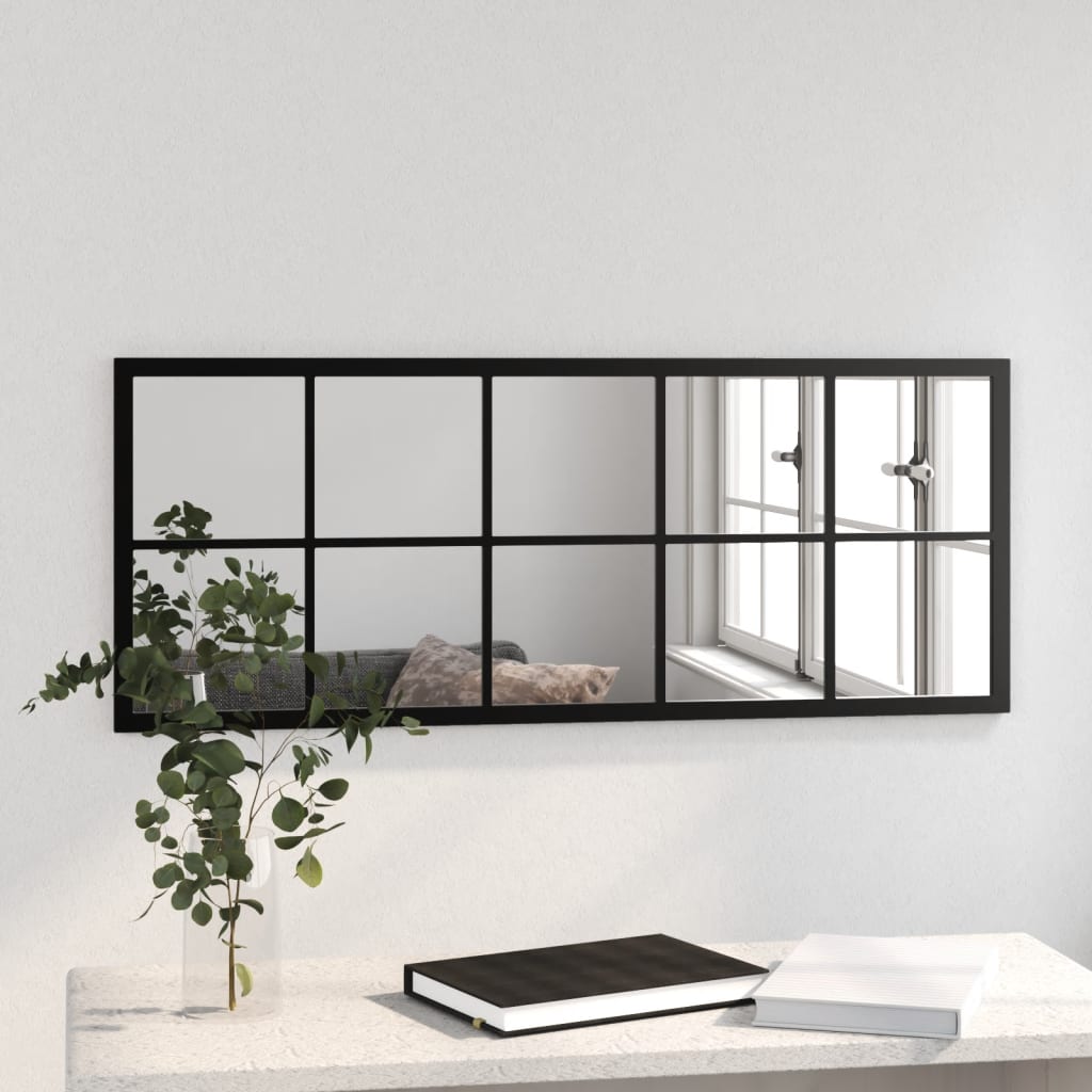 Espejo de pared metal negro 100x40 cm