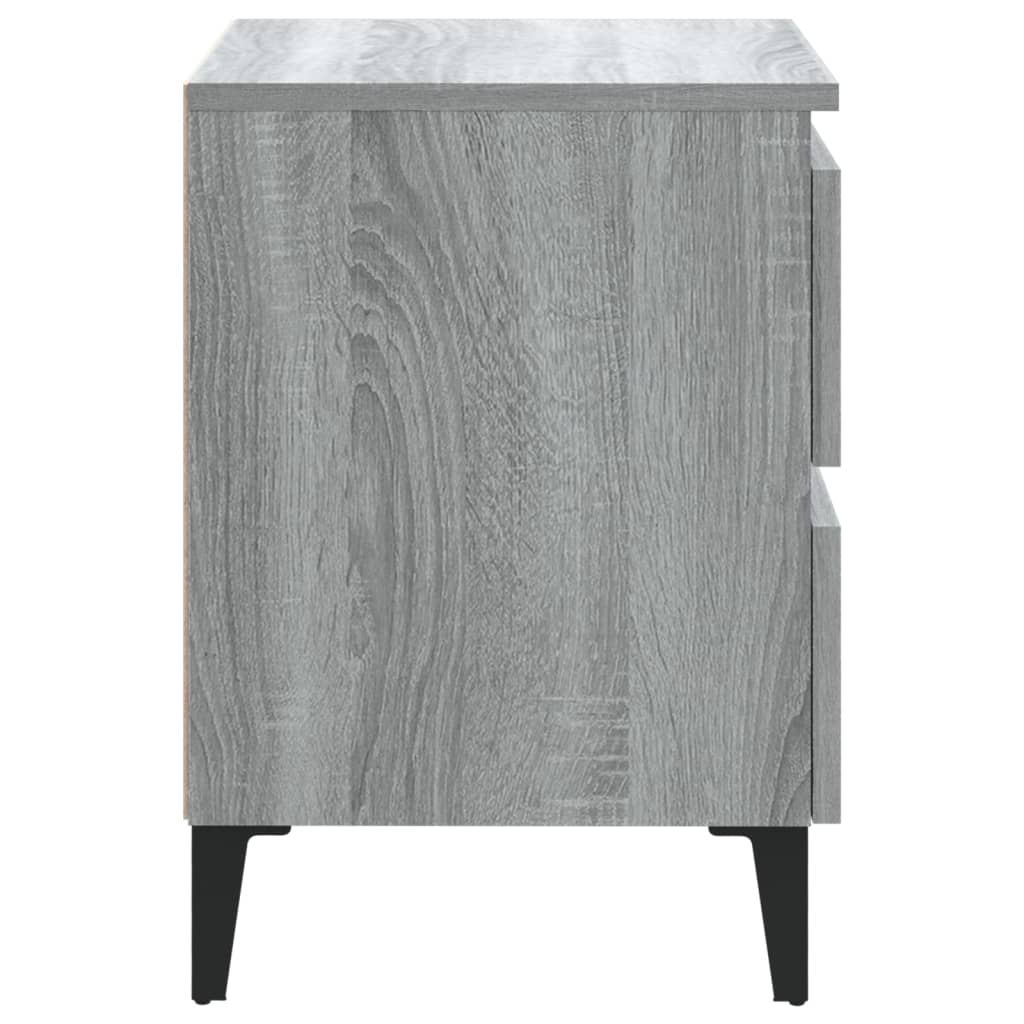 Mesita de noche con patas de metal gris Sonoma 40x35x50 cm