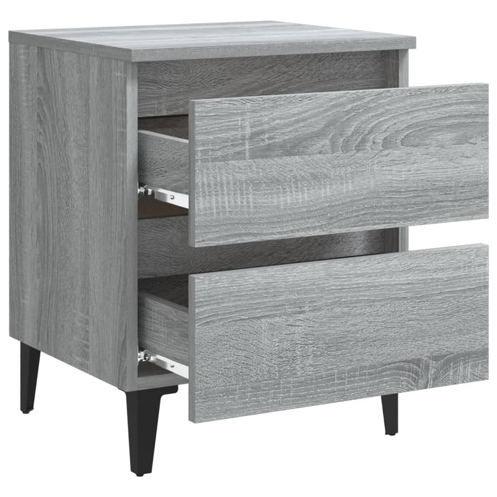 Mesita de noche con patas de metal gris Sonoma 40x35x50 cm