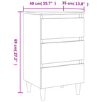 Mesita de noche patas madera maciza roble ahumado 40x35x69 cm