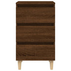 Mesita de noche patas madera maciza marrón roble 40x35x69 cm