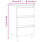 Mesita de noche patas madera maciza marrón roble 40x35x69 cm