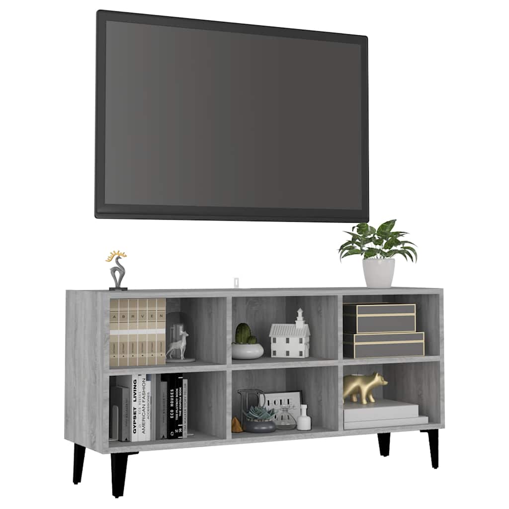 Mueble de TV con patas de metal gris Sonoma 103,5x30x50 cm